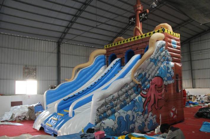 Blue Sea Wave Slide Fws Fun World Inflatables