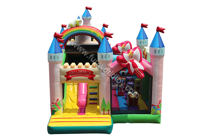 Flower Fairy princess palace inflatable combo with slide FWZ223