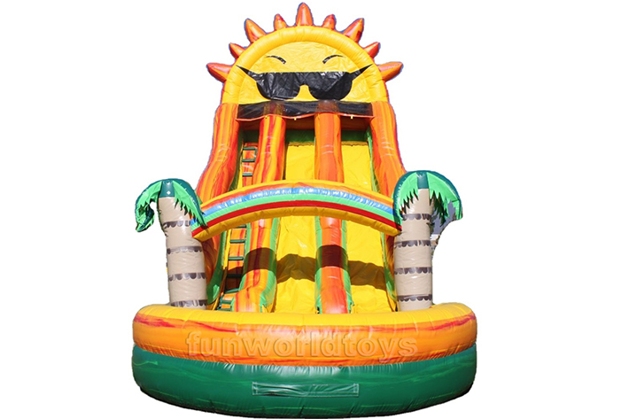 Sun palm tree inflatable water slides FWS394