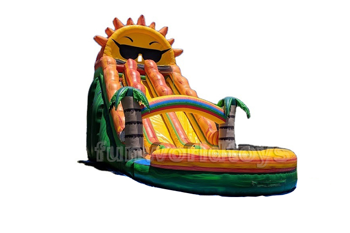 Sun palm tree inflatable water slides FWS394