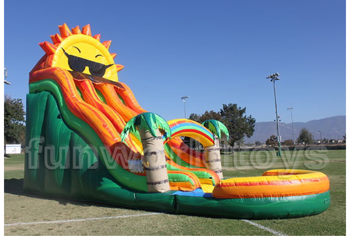 Sun palm tree inflatable water slides FWS394