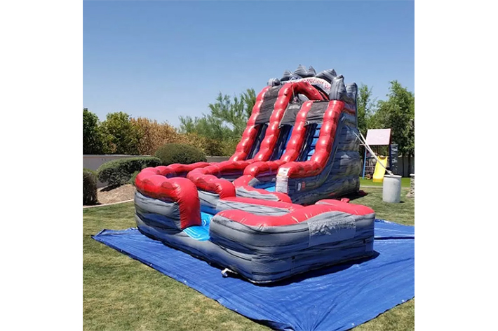 Marble Curve dual lanes inflatable Water Slide FWS362