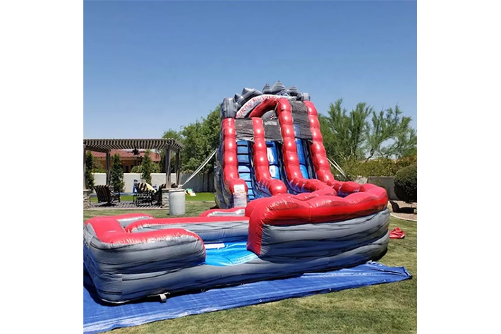 Marble Curve dual lanes inflatable Water Slide FWS362