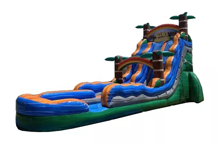 Outside palm tree inflatable games water slide FWS361