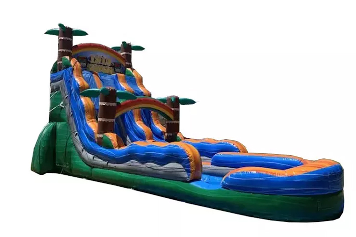 Outside palm tree inflatable games water slide FWS361