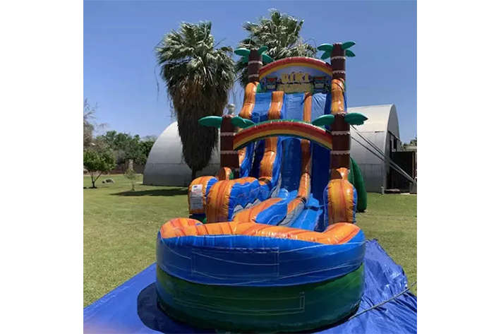 Outside palm tree inflatable games water slide FWS361