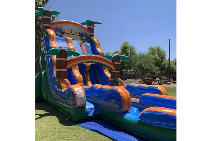 Outside palm tree inflatable games water slide FWS361