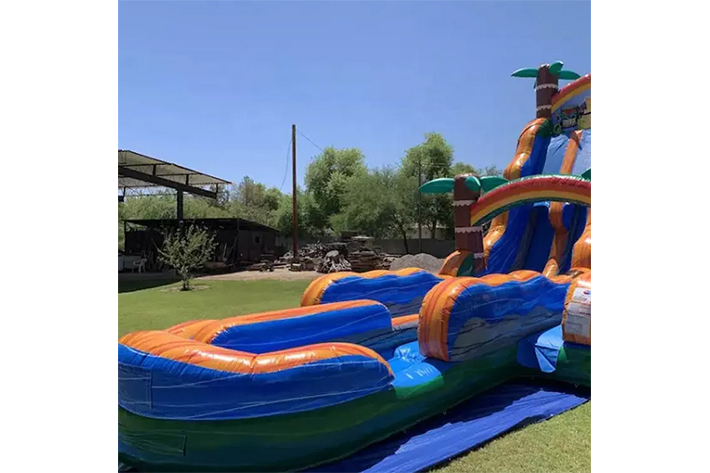 Outside palm tree inflatable games water slide FWS361