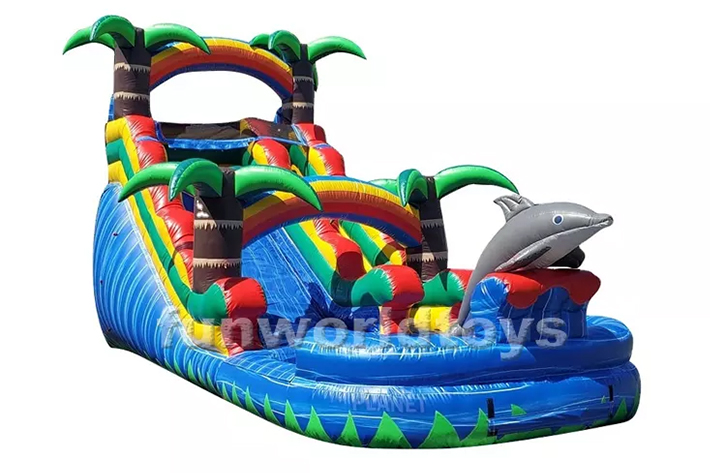 Dolphin inflatable water slide FWS359