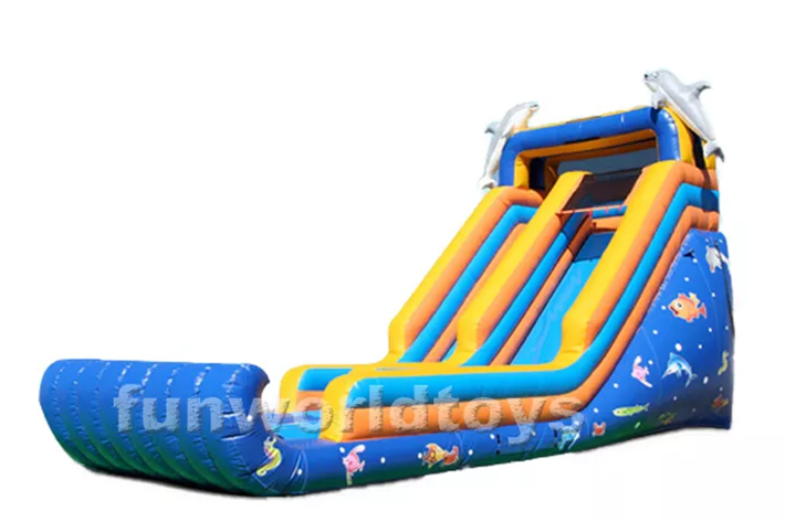 Dolphin inflatable water slide FWS359