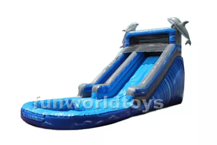 Blue dolphin inflatable water slides FWS358