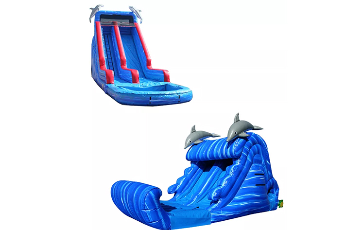 Blue dolphin inflatable water slides FWS358