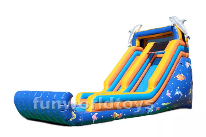 Blue dolphin inflatable water slides FWS358