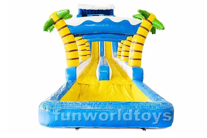 Drop double lanes inflatable water slide FWS354