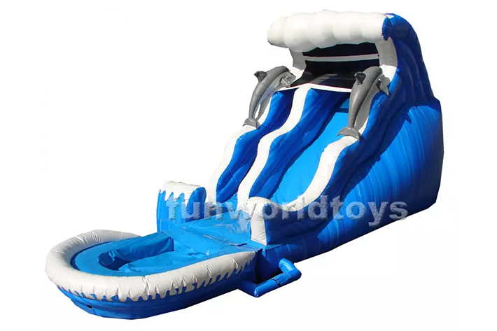 Dolphin commercial inflatable water slide FWS295