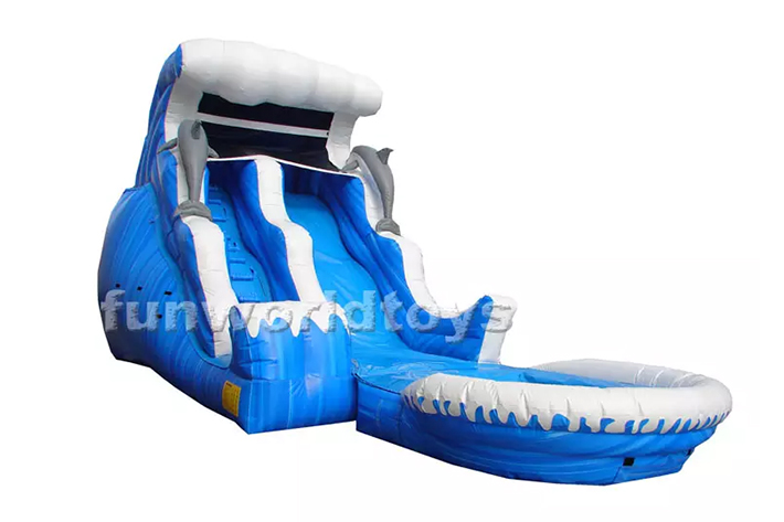 Dolphin commercial inflatable water slide FWS295