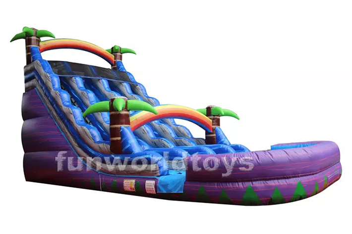 Outdoor pvc three lane inflatable water slides FWS292