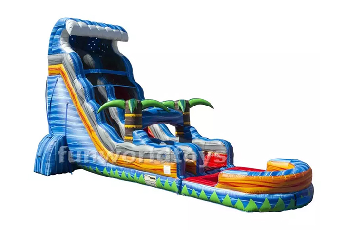 Tropical fireblast tsunami backyard pool water slide FWS285