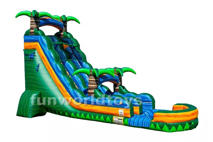 Tropical fireblast tsunami backyard pool water slide FWS285