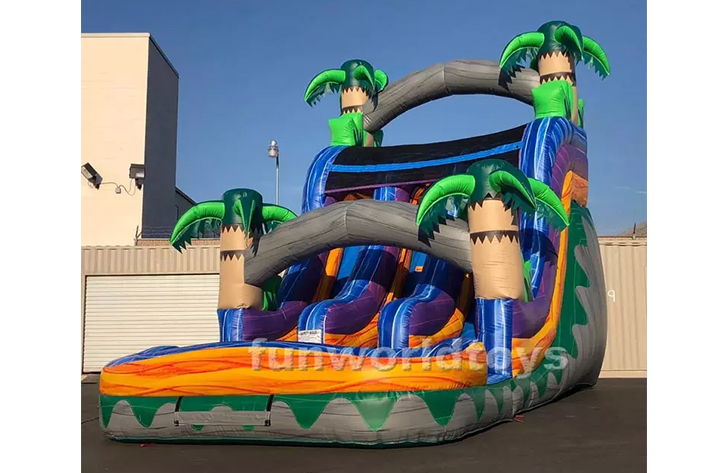 Dual lane inflatable water slide FWS281