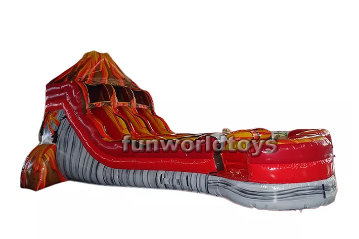 Inflatable volcano double water slides FWS271