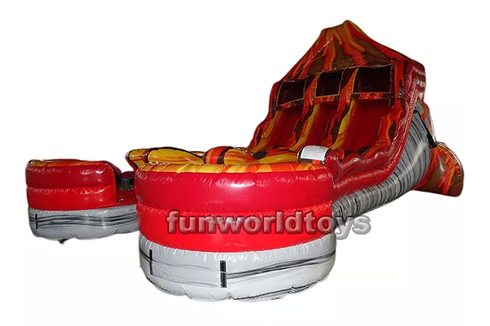 Inflatable volcano double water slides FWS271