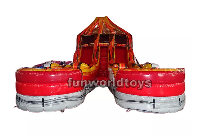 Inflatable volcano double water slides FWS271