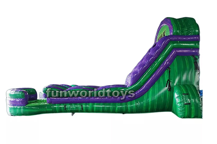 Inflatable green smash double water slides FWS268