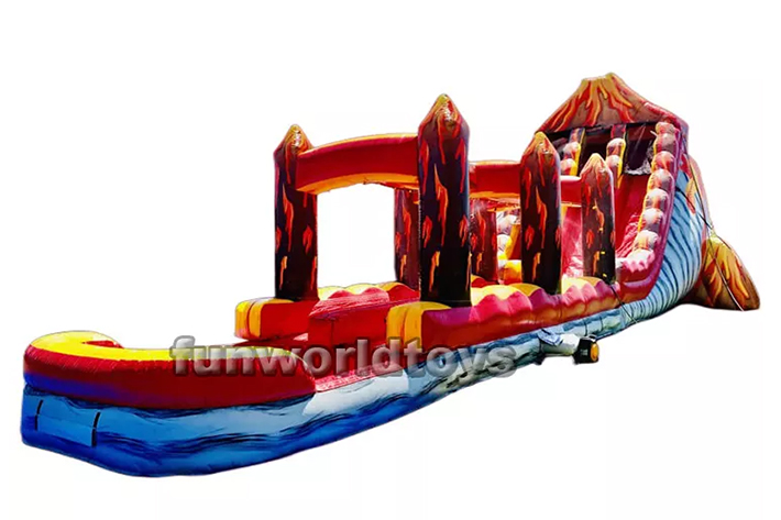 Large thrilling adult volcano inflatable water slide FWS255