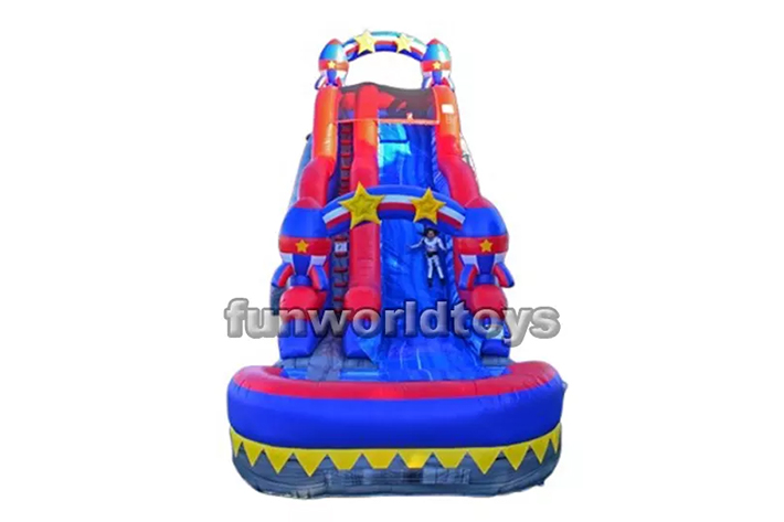 Cheap 15ft inflatable rocket water slides FWS254