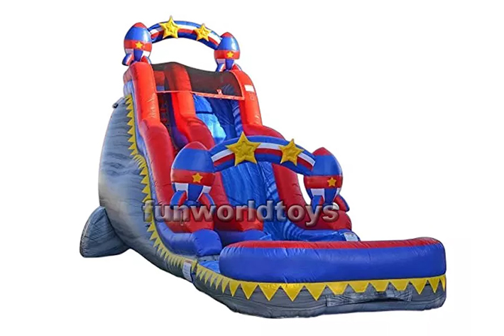 Cheap 15ft inflatable rocket water slides FWS254