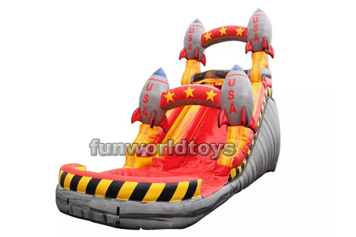 Cheap 15ft inflatable rocket water slides FWS254