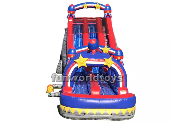 Fun world 60ft long rocket inflatable water slides FWS253