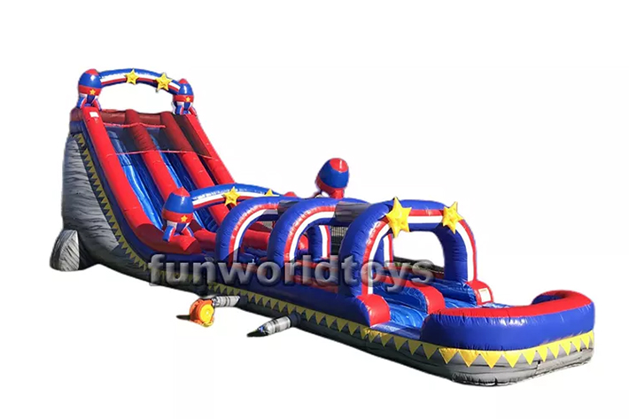 Fun world 60ft long rocket inflatable water slides FWS253