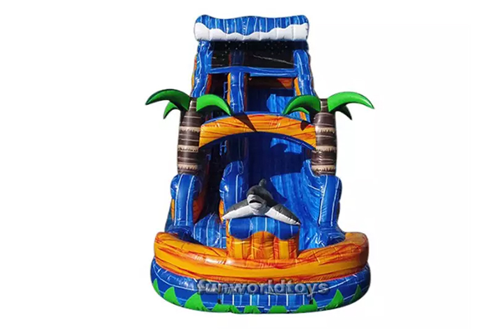 Classic 22ft Palm tree inflatable water slide FWS241