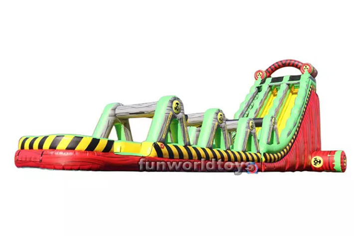 Large dual inflatable hazard water slide FWS225