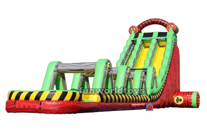 Large dual inflatable hazard water slide FWS225