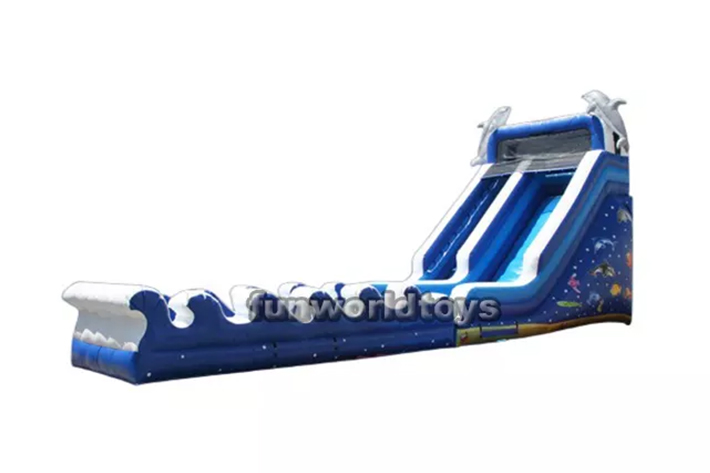 Outdoor inflatable dolphin inflatable wet slide FWS222