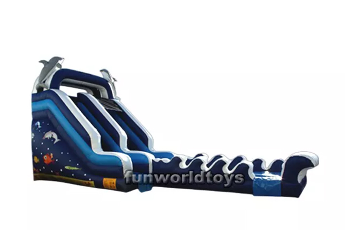 Outdoor inflatable dolphin inflatable wet slide FWS222