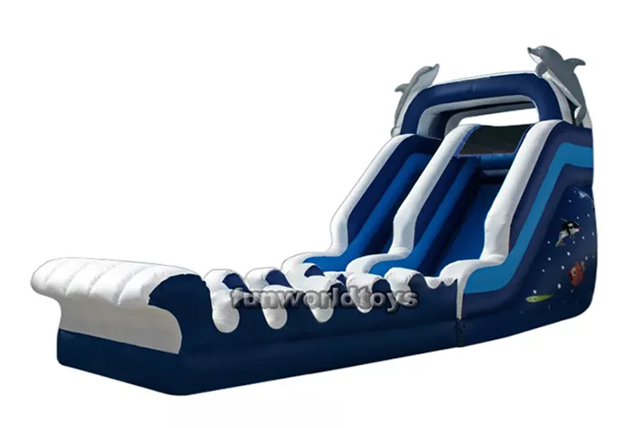 Outdoor inflatable dolphin inflatable wet slide FWS222