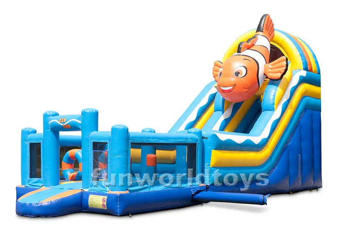 Giant inflatable clownfish bounce house with slide FWD237