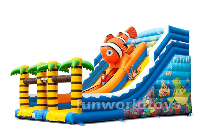 Popular design inflatable seaworld dual lane slide FWD224