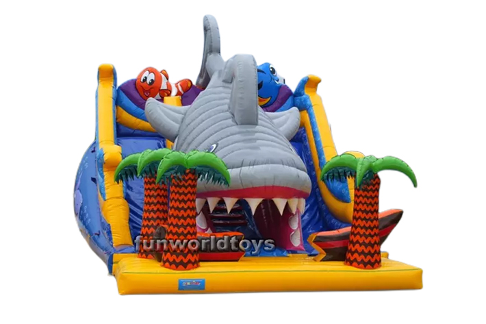 Attractive shark inflatable dry slide FWD231