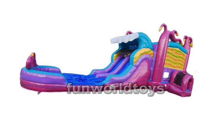 Inflatable mysteri bounce house with water slide FWZ246