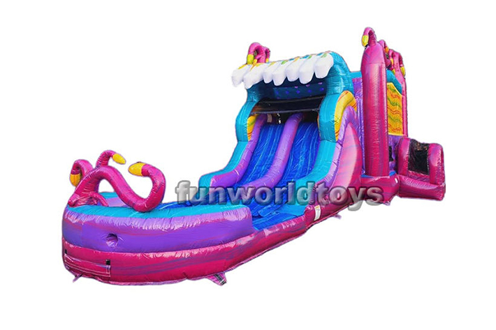 Inflatable mysteri bounce house with water slide FWZ246
