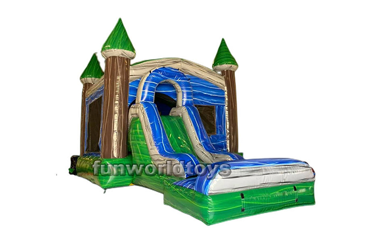 Inflatable jumping castle with wet and dry slide FWZ243