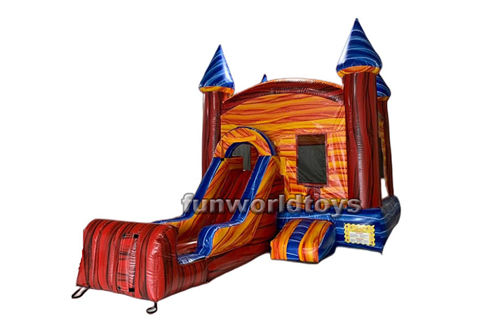 Inflatable Castle Bounce House And Dry Wet Slide FWZ244