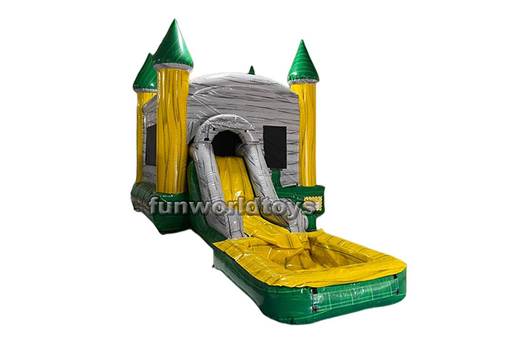 Inflatable jumping castle with wet and dry slide FWZ243