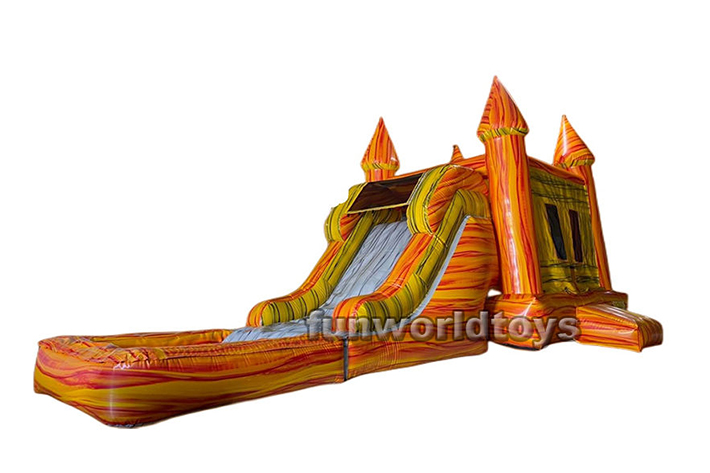Inflatable yellow dual water slide with bounce FWZ241