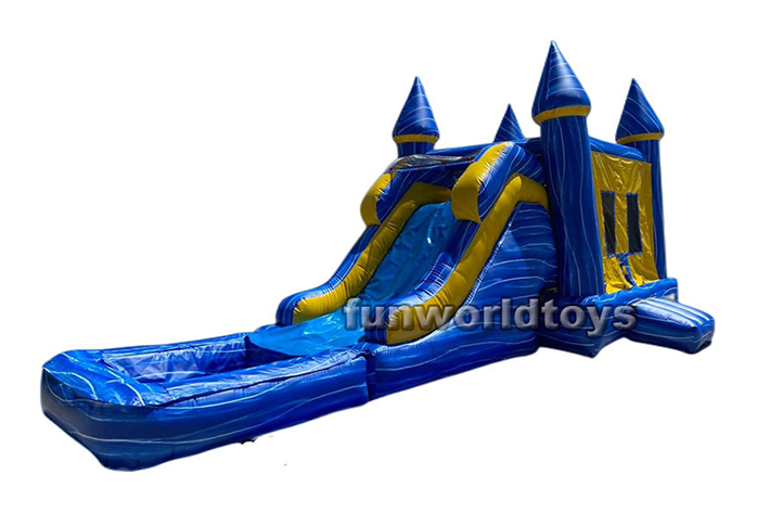 Inflatable yellow dual water slide with bounce FWZ241